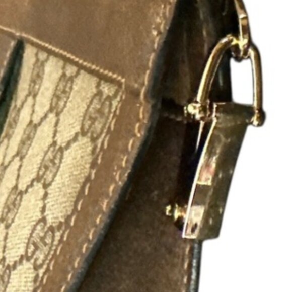 Converted GUCCI Vintage GG Sherry Line PVC Leather Green & Red Clutch Bag - Picture 9 of 12